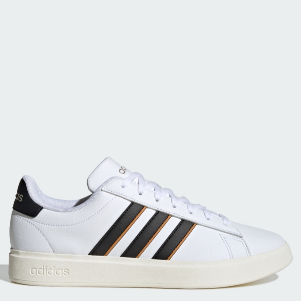 men's grand court shoes Color — cloud white / core black / focus orange